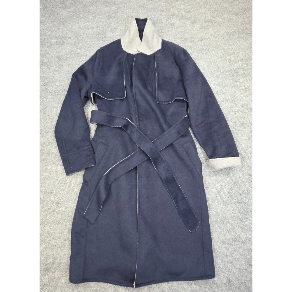 J.CREW Harriet Double Faced Wool‎ Blend Wrap Trench Coat Women's XS Blue Belted